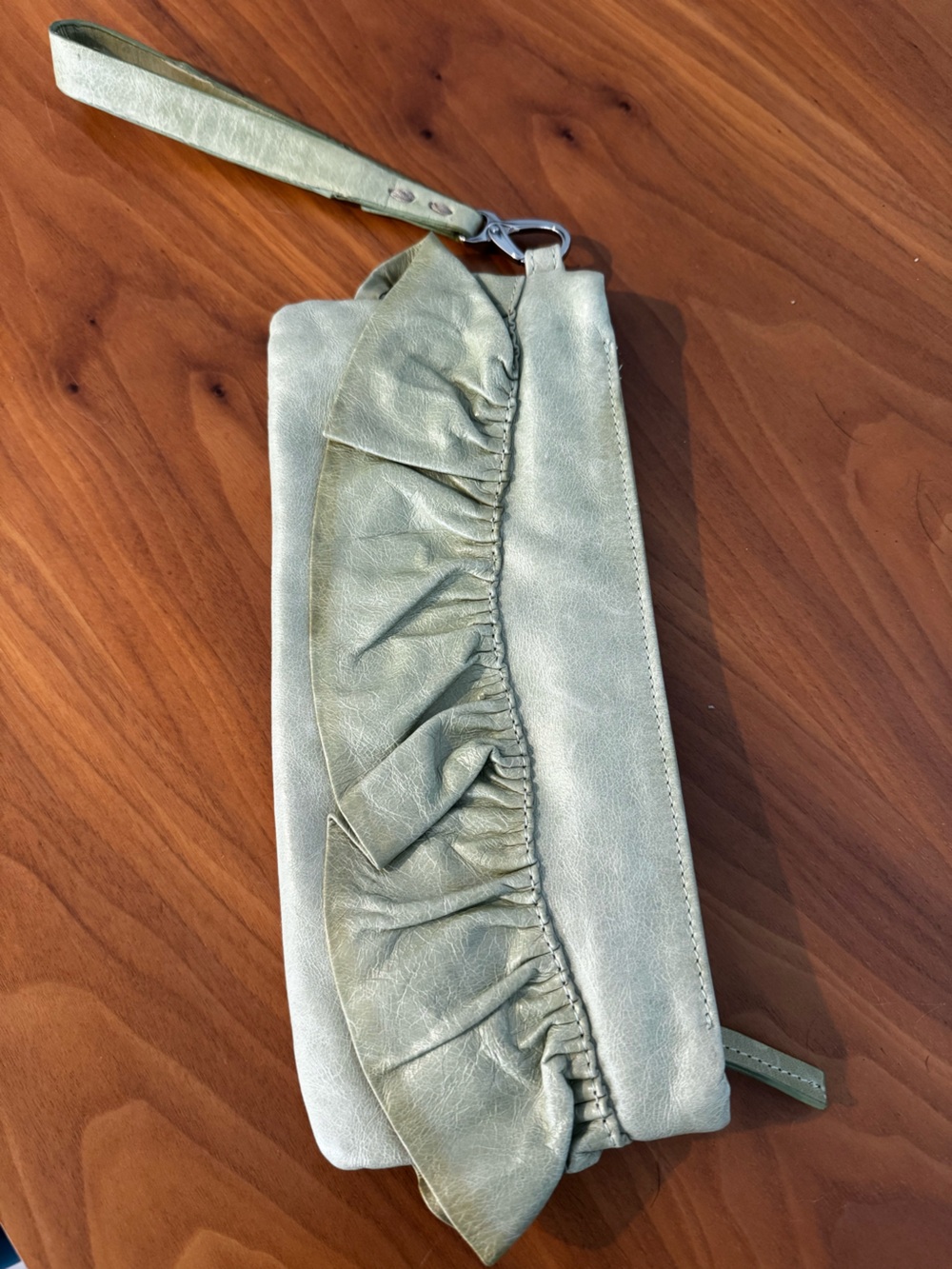 90s Sabina Leather Ruffle Clutch